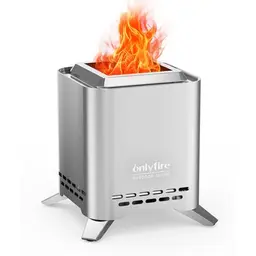 Onlyfire 2-in-1 Tischkamin für Outdoor mit Tragetasche, tragbare Feuerstelle für Balkon und Garten, Silber