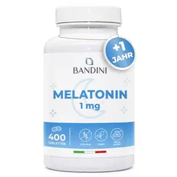 Bandini® Melatonin 400 Tabletten – Hochdosiert, vegan, laborgeprüft, ohne Zusätze – Ersatz für Einschlafspray, 1 mg pro Tablette, 1 Jahr Vorrat