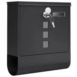 SONGMICS Briefkasten mit Schloss, Sichtfenster und Zeitungsfach, schwarz, 10 x 30,8 x 33,8 cm