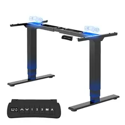 FLEXISPOT Höhenverstellbarer Schreibtisch Elektrisch mit LED Höhenanzeige, Schwarz