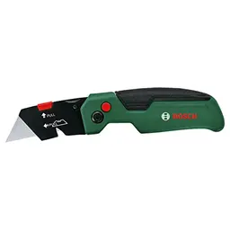 Bosch Klappmesser - kompaktes, robustes Design für Heimwerker mit Gürtelclip und 3 SK5-Stahlklingen