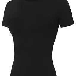 ELIRAVO Kompressionsshirt Damen Kurzarm, Schwarz