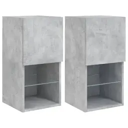 vidaXL TV-Schränke mit LED-Leuchten, 2 Stück, Betongrau, 30,5x30x60 cm