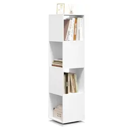 EUGAD Drehregal, drehbares Bücherregal mit 4 Ebenen, weiß, 35x145x35 cm
