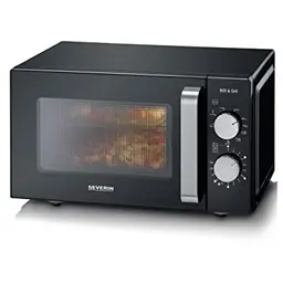 SEVERIN 2-in-1 Mikrowelle mit Grill, flacher Glasboden, XXL-Nutzfläche, leichte Reinigung, 20L, Schwarz