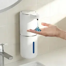 Fantictas Automatischer Seifenspender mit Wandbefestigung, 380ml, Wiederaufladbar, IPX5 Wasserdicht für Bad und Küche
