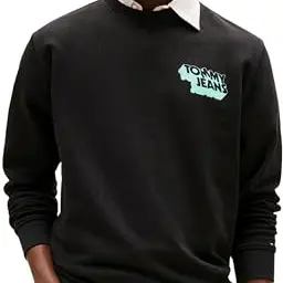 Tommy Jeans Herren Sweatshirt Stack, Schwarz, XXL
