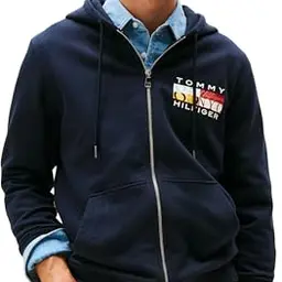 Tommy Hilfiger Herren Hoodie mit Reißverschluss, Blau (Desert Sky), XXL