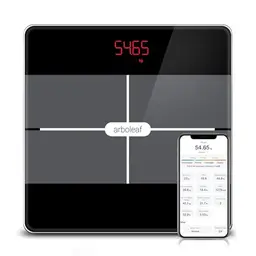 Arboleaf Körperanalysewaage, digitale Personenwaage mit App, Bluetooth, 180kg, Schwarz