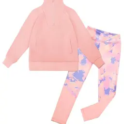 GRACE KARIN Mädchen Set Winter, Langarm Sweatshirt & Leggings, Rosa, 13-14 Jahre