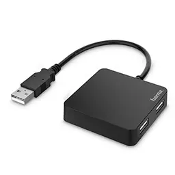 Hama USB Hub 2.0, 4-Port Adapter, kompakt & bus-powered, schwarz