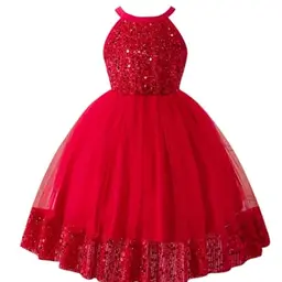 SweatyRocks Paillettenkleid für Mädchen, Festliches Glitzerkleid in Rot, Größe 98-122, ideal für Tanz und Feiern, 7 Jahre