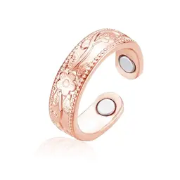 Lyzino Anti-Stress Ring, Verstellbarer Magentring für Damen, Stress- und Anxiety-Bewältigung, Rose Gold