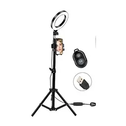 Selfie Ringleuchte Set 6" mit Stativständer & Telefonhalter – 3 Farbmodi, 10 Helligkeitsstufen für YouTube & Fotos
