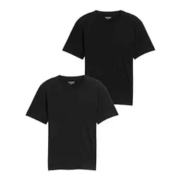 TOM TAILOR Herren T-Shirts aus Baumwolle im 2er-Pack, Schwarz, Größe L