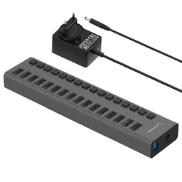 SABRENT 16-Port USB Hub mit Netzteil – 90W USB Ladestation für Handy, Laptop, PC (HB-PU16)