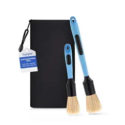 2er Auto Detailing Pinsel-Set, weiche Naturhaarbürsten für schonende Innen- und Außenseitenreinigung