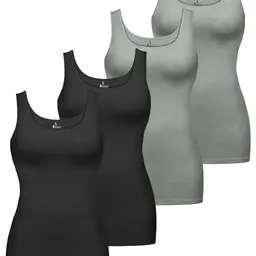 ALPIDEX Damen Tops 4er Set Basic Tank Tops, ärmellos, Baumwolle, Größe S, Storm