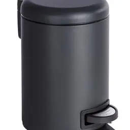 WENKO Treteimer Leman, 3 l, aus lackiertem Stahl, ideal für Bad & Küche, 17x25x22,5 cm, schwarz matt