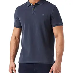 Marc O'Polo Herren Poloshirt Kurzarm aus Bio-Baumwolle, Blau, M