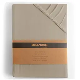 DecoKing Spannbettlaken 120x200 cm, 140x200 cm, Jersey in Cappuccino für Boxspringbetten
