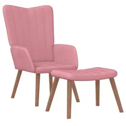 vidaXL Relaxsessel mit Hocker, Rosa Samt, moderner Sitz mit Armlehnen