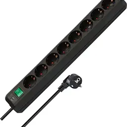 Brennenstuhl Eco-Line 8-Fach Steckdosenleiste mit Schalter und 3m Kabel, schwarz