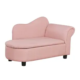 HOMCOM Kindersessel mit Stauraum, Rosa, 80 x 40 x 49 cm - Chaiselongue für Kinder