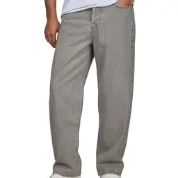 JACK & JONES Herren Baggy Fit Jeanshose Grau Denim, Weite: 36, Länge: 32
