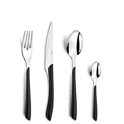 Amefa ECLAT 24-teiliges Besteck Set in Schwarz für 6 Personen – Edelstahl, spülmaschinenfest