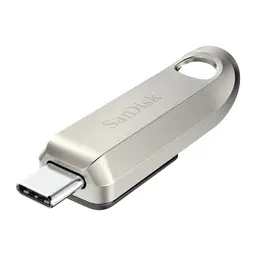 SanDisk Ultra Luxe USB-C 256 GB, Metalldesign, 400 MB/s, Schlüsselbundöse, Silber
