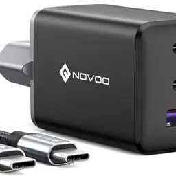 NOVOO 67W USB C Ladegerät - Kompaktes 3-Port Schnellladegerät für MacBook, iPad, iPhone und mehr