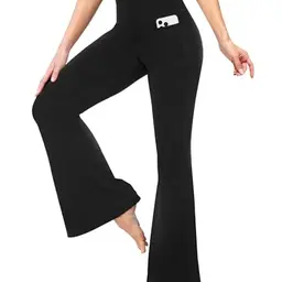 TNNZEET Damen High Waist Schlaghose mit Taschen, Flared Leggings, Blickdicht, Bootcut, Jogginghose für Sport und Freizeit
