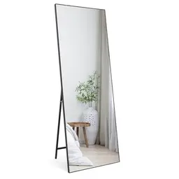 HORLIMER Standspiegel 165 x 60 cm – Großer Ganzkörperspiegel mit schwarzem Rahmen für Schlafzimmer, Wohnzimmer und Flur