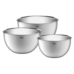 Silit Küchenschüssel-Set 3-teilig, stapelbare Edelstahlschüsseln für Salat und Servieren