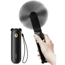 JISULIFE Mini Handventilator 3 in 1 mit 4500 mAh Powerbank - Tragbarer Ventilator in Schwarz