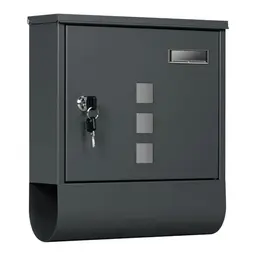WOLTU Briefkasten mit Zeitungsfach und Schloss, 30,5x33,5x9 cm, Anthrazit