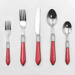 Ourplpme Besteck Set, 20-teiliges Edelstahl-Geschirrset mit Rosé-Griff für 4 Personen, elegantes Set für Familienessen und Picknicks