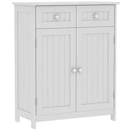 Badezimmerschrank mit 2 Schubladen und 2 Türen, bodenstehend, weiß