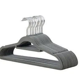 MELA'S Velvet Hangers Set of 20, Non-Slip, Space-Saving, 360-Degree Rotating Hook, for Coats and Trousers, Elegant Grey