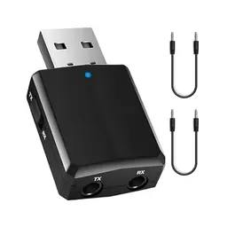 iJiZuo USB Bluetooth 5.0 Adapter, 3-in-1 Mini Audio Sender/Receiver für PC, TV, Laptop, Kopfhörer, Autoradio