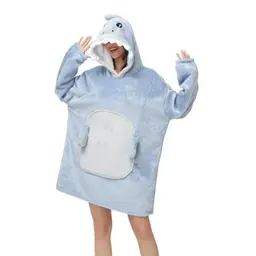 Chuangminghangqi Kuscheldecke zum Anziehen mit Kapuze & Ärmeln, warm und bequem, unisex, oversized Hai Hoodie-Decke für Damen & Herren