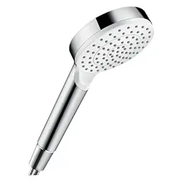 hansgrohe Crometta Handbrause 100 mm, runde Duschkopf mit Antikalk-Funktion, Weiß/Chrom