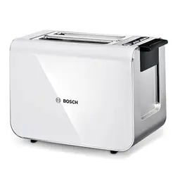 Bosch Styline Toaster TAT8611N mit Brötchenaufsatz, Lift- und Auftaufunktion, 800 W, Edelstahl/weiß