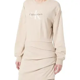 Calvin Klein Damen Sweatshirt Kleid Monologo Terry mit Logo, Blau