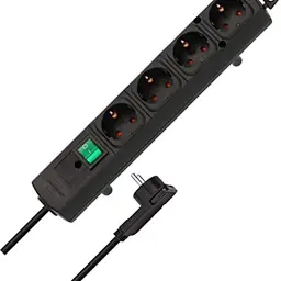 Brennenstuhl Comfort-Line Plus 4-Fach Steckdosenleiste mit Flachstecker und Schalter, 2m Kabel, schwarz