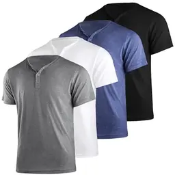 Herren Henley Shirt Kurzarm, leichtes Sommer T-Shirt mit Knopfleiste, Freizeit- und Casual-Shirt