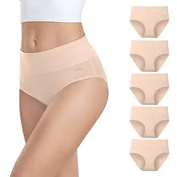 anqier Damen Unterhosen, 5er Pack Hohe Taille Baumwolle Slips, Atmungsaktive und Weiche Panties