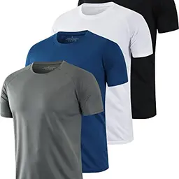 HOPLYNN 4er Funktionsshirt Herren Kurzarm Laufshirt Schnelltrocknend Atmungsaktiv - Weiß Schwarz Grau Navy