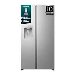 Hisense Side-by-Side Kühlschrank mit Eis- und Wasserspender, 528L, Edelstahl, energieeffizient